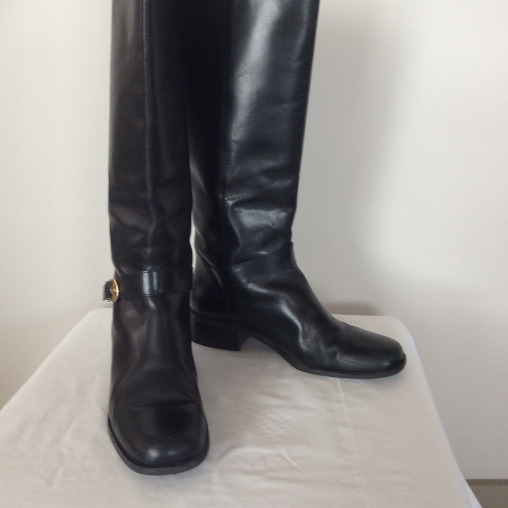 Black leather riding boots